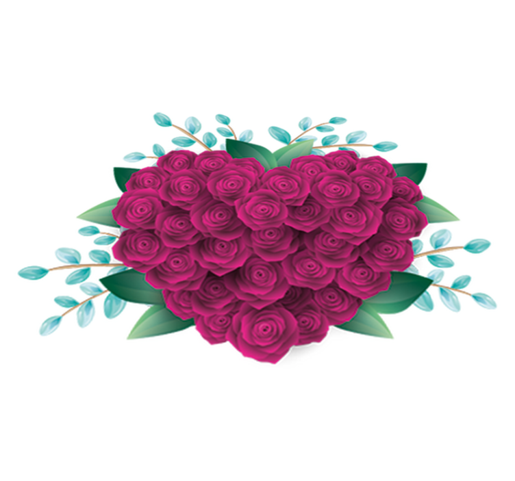 卧室乙烯基地毯心形玫瑰花冠 - TenStickers