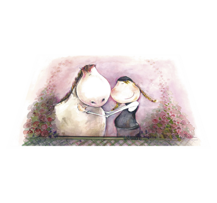 乙烯基地毯 儿童 女孩与马 - TenStickers