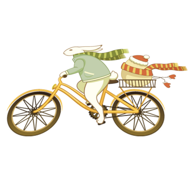 乙烯基地毯 儿童 骑自行车的复活节兔子 - TenStickers