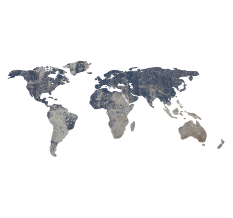 乙烯基地毯装饰性世界地图蓝色墙面纹理 - TenStickers