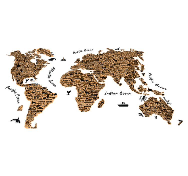 乙烯基地毯全球地图文字设计 - TenStickers