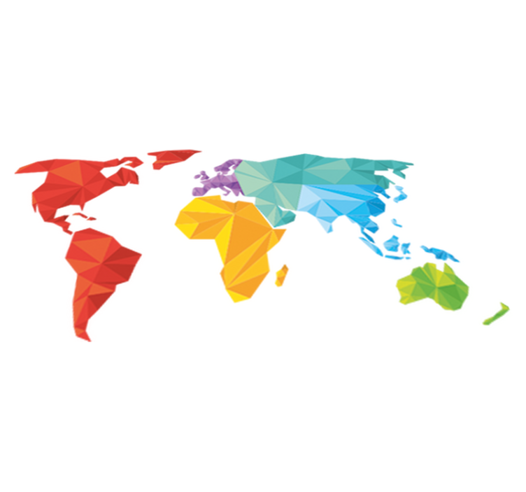 乙烯基地毯几何世界地图墙面贴纸 - TenStickers