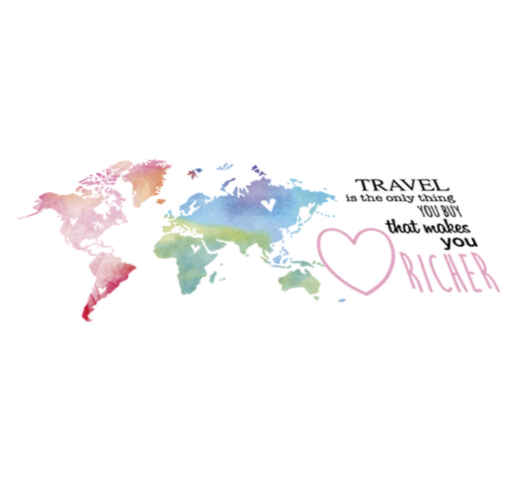 乙烯基地毯 世界地图与旅行文字设计 - TenStickers