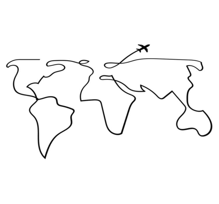 乙烯基地毯世界地图飞机设计 - TenStickers