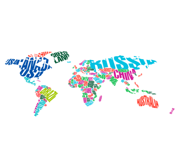 乙烯基地毯 彩色世界地图国家款 - TenStickers