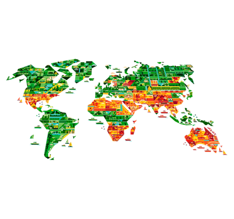 乙烯基地毯几何世界地图装饰乙烯地垫 - TenStickers