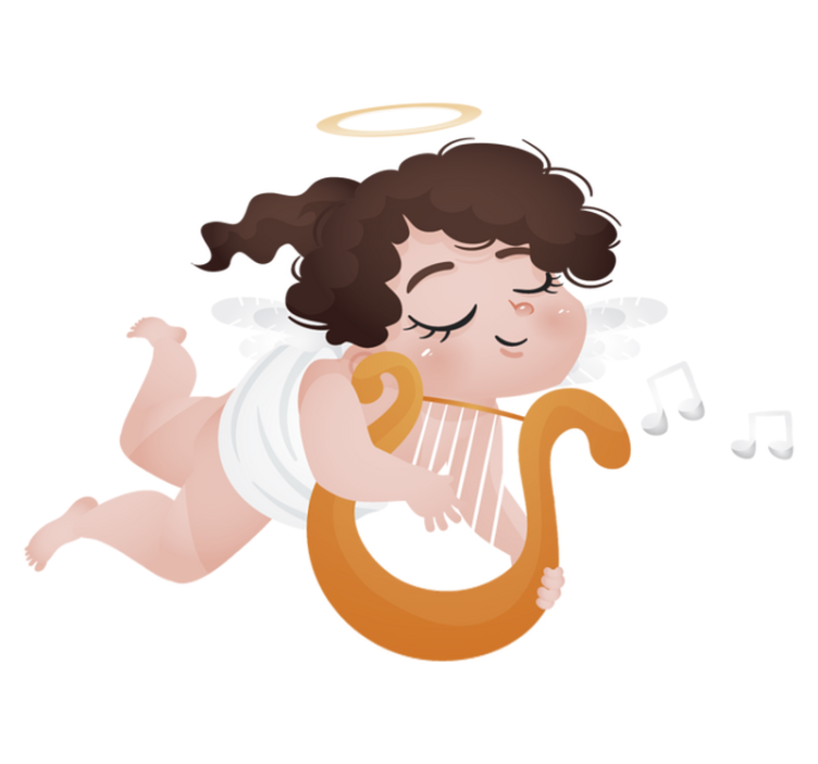 乙烯基地毯 儿童 演奏竖琴的儿童 - TenStickers