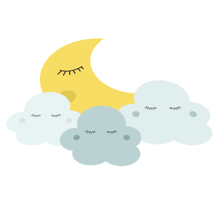 乙烯基地毯 儿童 快乐的月亮与云朵入睡 - TenStickers