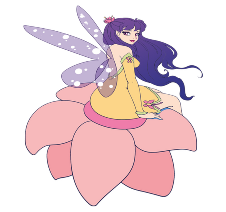 乙烯基地毯 儿童 可爱仙女坐在花上 - TenStickers