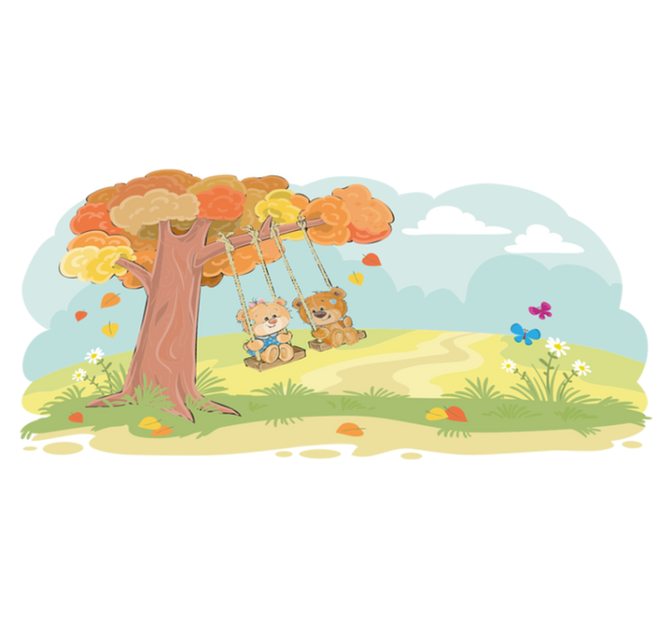 乙烯基地毯 儿童 森林中的泰迪熊 - TenStickers