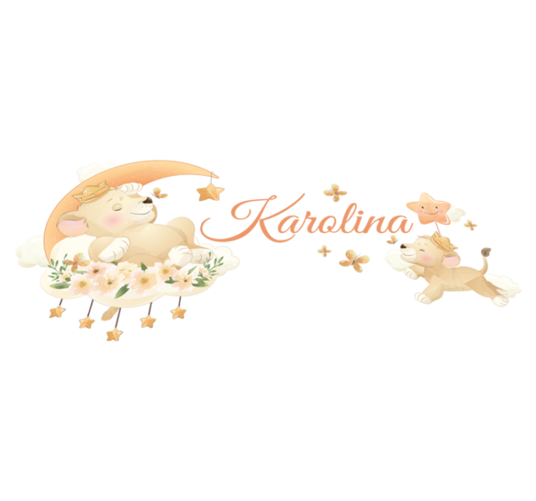 乙烯基地毯 儿童 可爱动物狮子与名字 - TenStickers