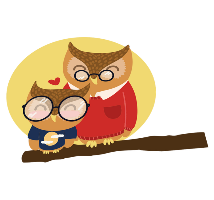 乙烯基地毯 儿童 父子猫头鹰 - TenStickers