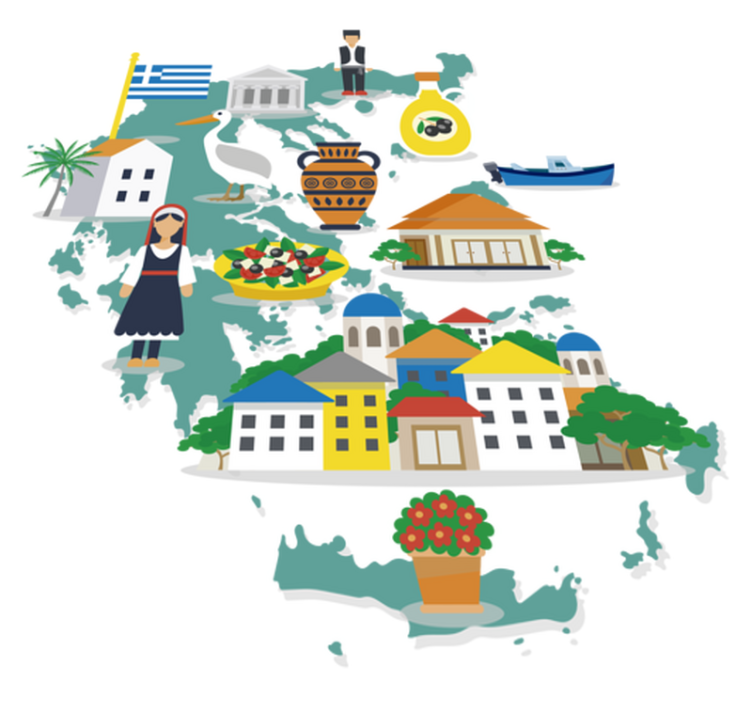 乙烯基地毯希腊及岛屿插图地图 - TenStickers