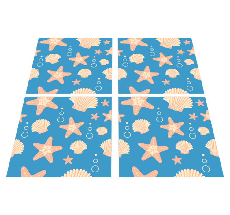 乙烯基地毯浴室海底的鱼星与贝壳瓷砖 - TenStickers