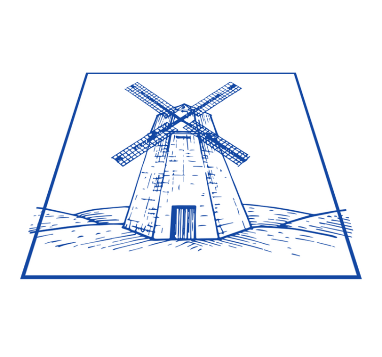 乙烯基厨房地毯 荷兰蓝色风车 - TenStickers