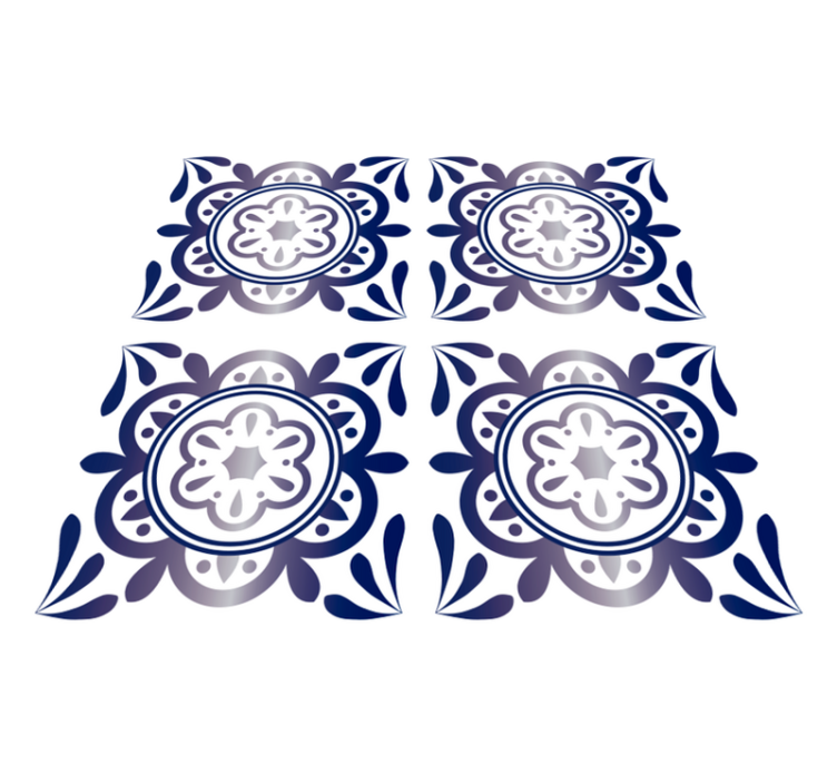 乙烯基厨房地毯西班牙瓷砖古董蓝 - TenStickers