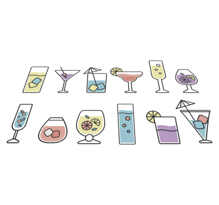 乙烯基厨房地毯鸡尾酒贴纸 - TenStickers