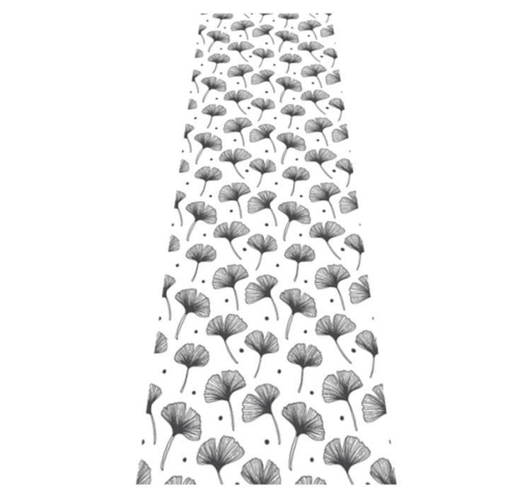 乙烯基厨房地毯带白色银杏叶图案 - TenStickers