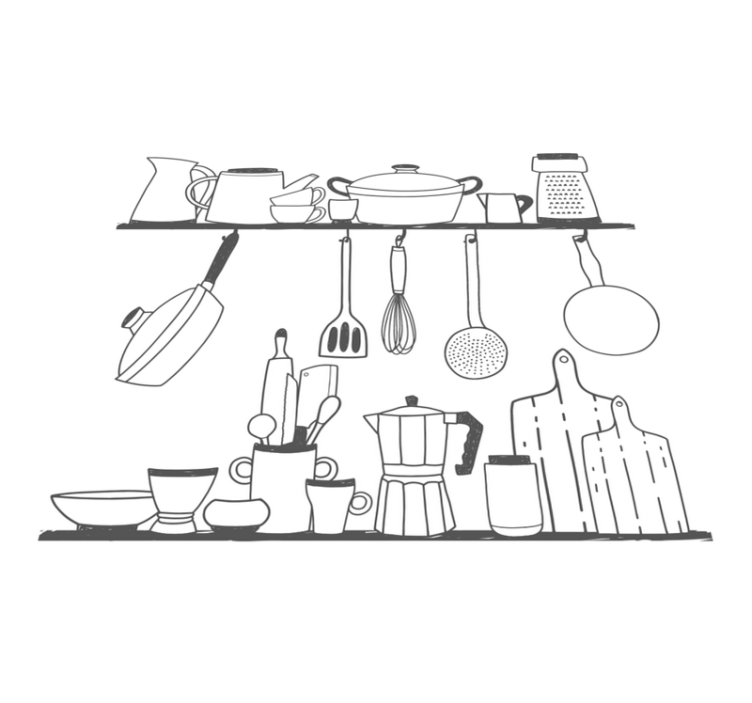 乙烯基厨房地毯与厨房用具收纳架 - TenStickers