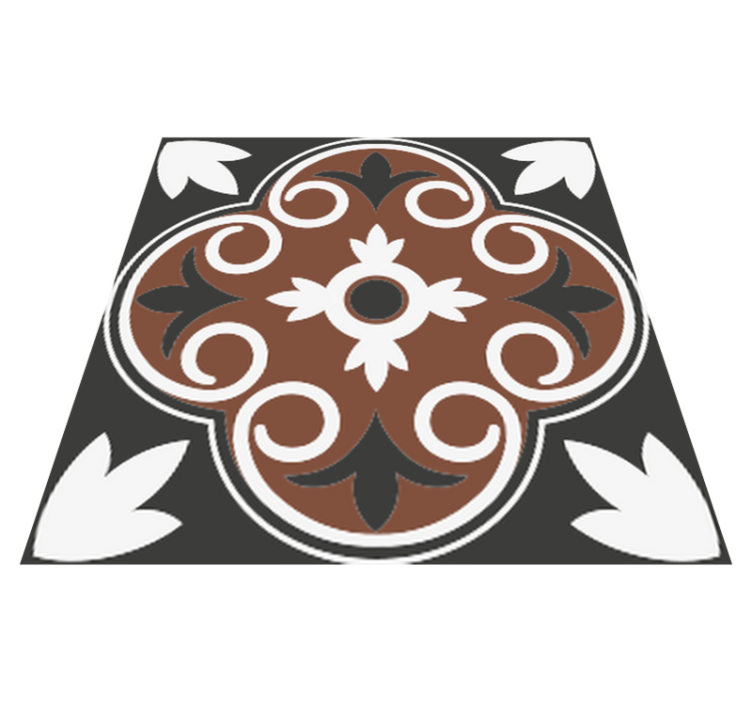 乙烯基厨房地毯灰褐色复古图案 - TenStickers