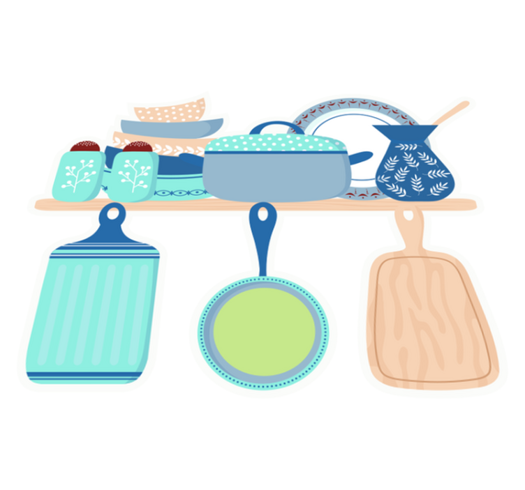 乙烯基厨房地毯与陶瓷炊具完美搭配 - TenStickers