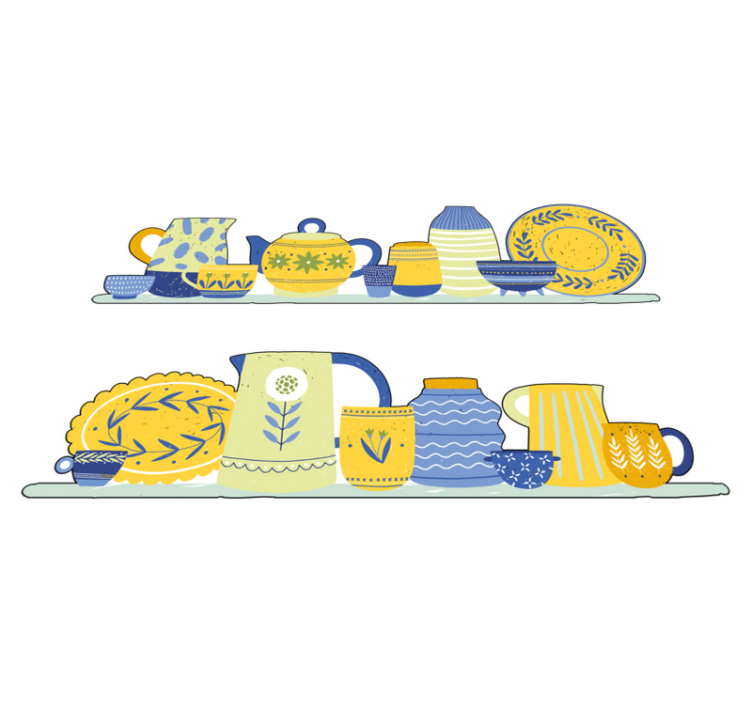 乙烯基厨房地毯复古优雅厨房架 - TenStickers