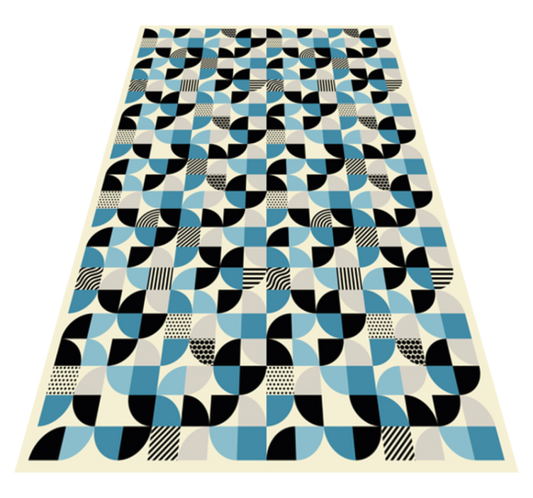 乙烯基厨房地毯复古蓝色包豪斯图案 - TenStickers