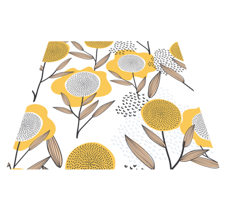 乙烯基厨房地毯黄色抽象花卉图案 - TenStickers