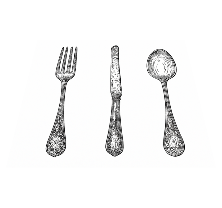 乙烯基厨房地毯灰色刀具图案 - TenStickers