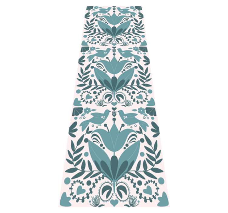 乙烯基厨房地毯 蓝色民俗艺术鸟图案 - TenStickers