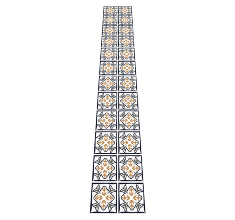 乙烯基厨房地毯米色与黑色葡萄牙瓷砖 - TenStickers