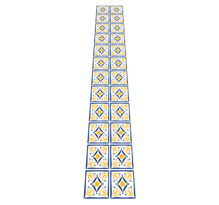 乙烯基厨房地毯，蓝黄典型葡萄牙瓷砖 - TenStickers