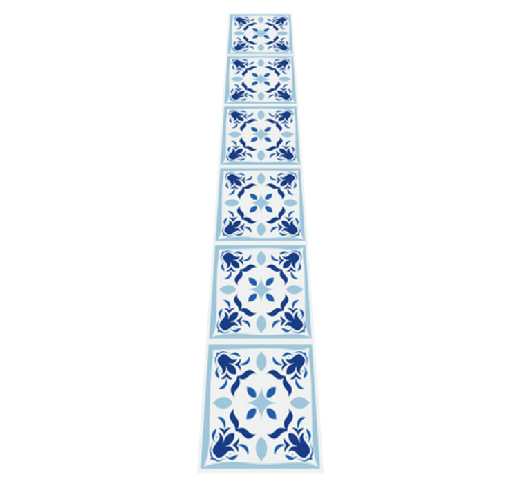 乙烯基厨房地毯典型葡萄牙花砖图案 - TenStickers