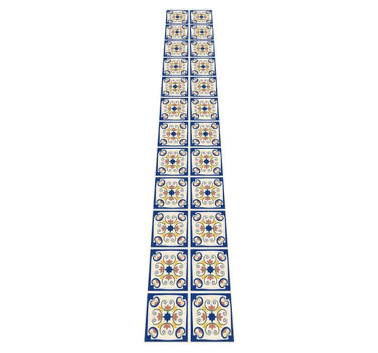 乙烯基厨房地毯粉色花朵葡萄牙瓷砖 - TenStickers