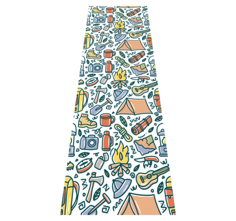 卧室乙烯基地毯 手绘山脉与露营用品 - TenStickers