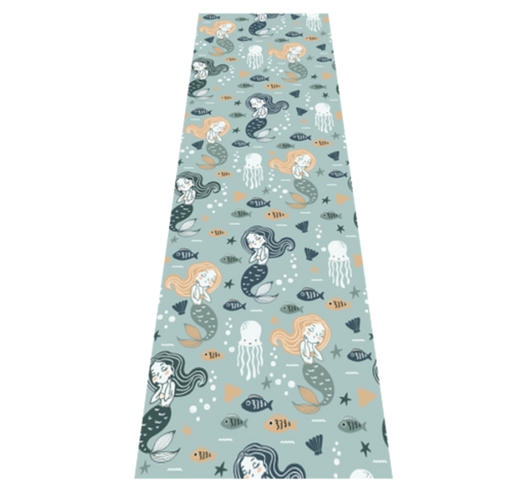 卧室乙烯基地毯蓝色魔法美人鱼图案 - TenStickers