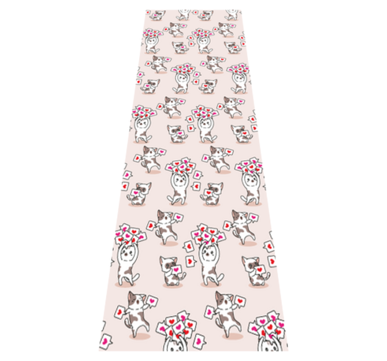 卧室乙烯基地毯猫咪心形图案设计 - TenStickers