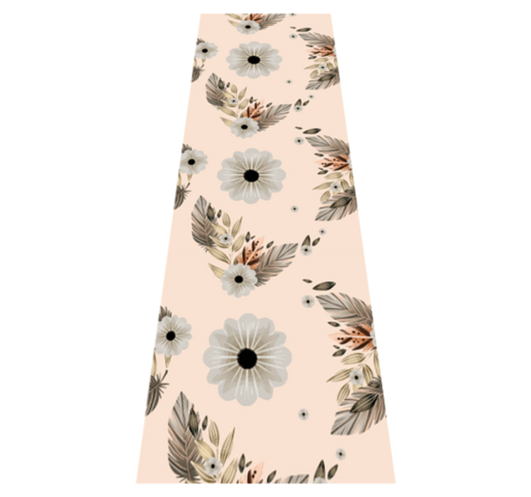 卧室乙烯基地毯，粉黑色柔和花卉图案 - TenStickers