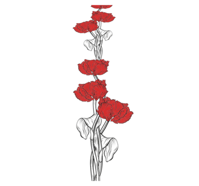 卧室乙烯基地毯红色竖向郁金香图案 - TenStickers