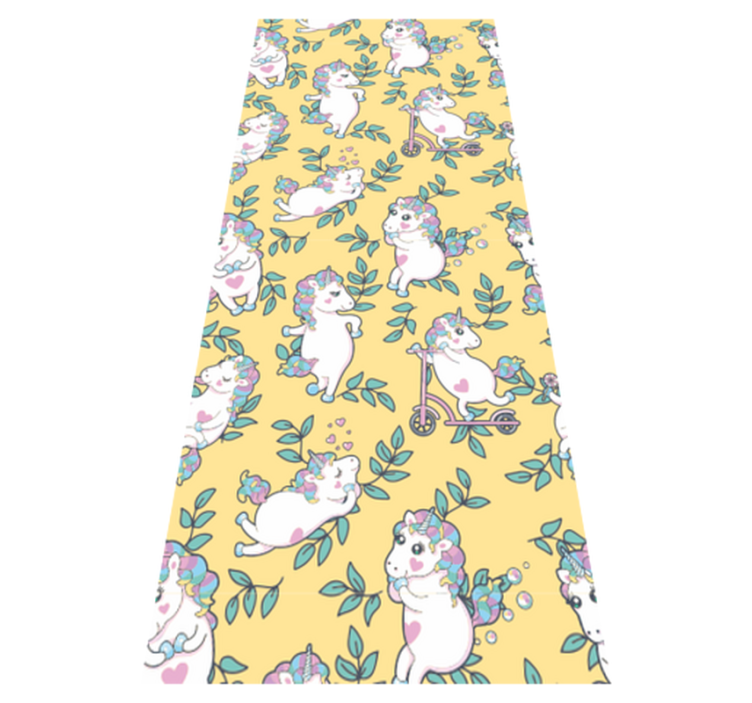 卧室乙烯基地毯可爱独角兽与绿叶图案 - TenStickers