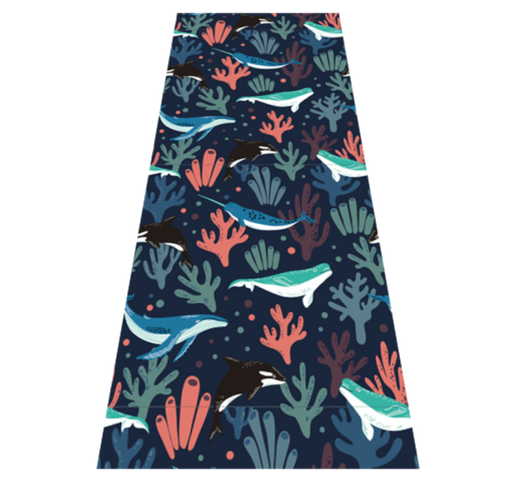 卧室乙烯基地毯，生动海洋动物与蓝色背景 - TenStickers