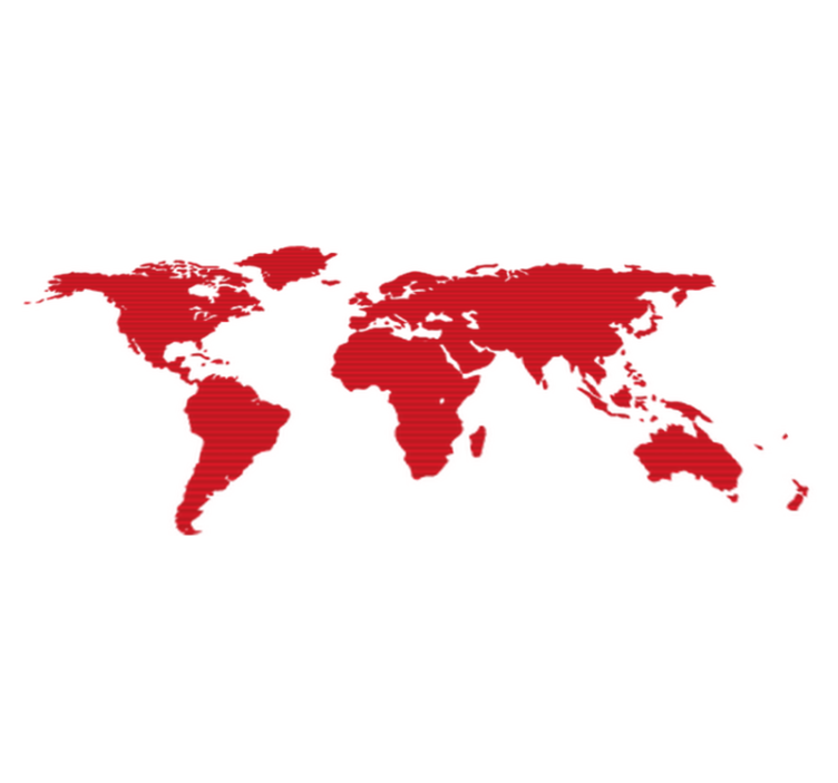 卧室乙烯基地毯红线世界地图 - TenStickers