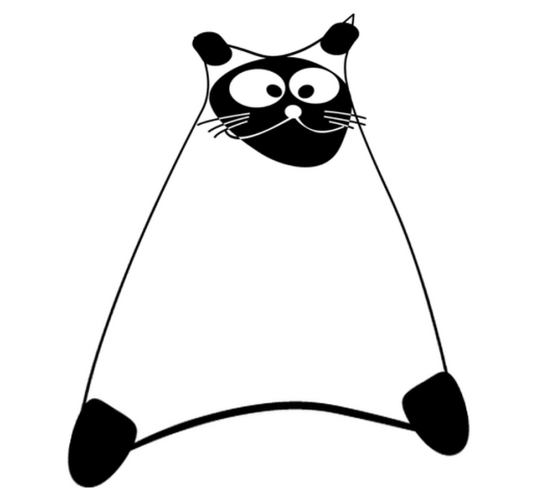 卧室乙烯基地毯儿童猫咪白色线条设计 - TenStickers