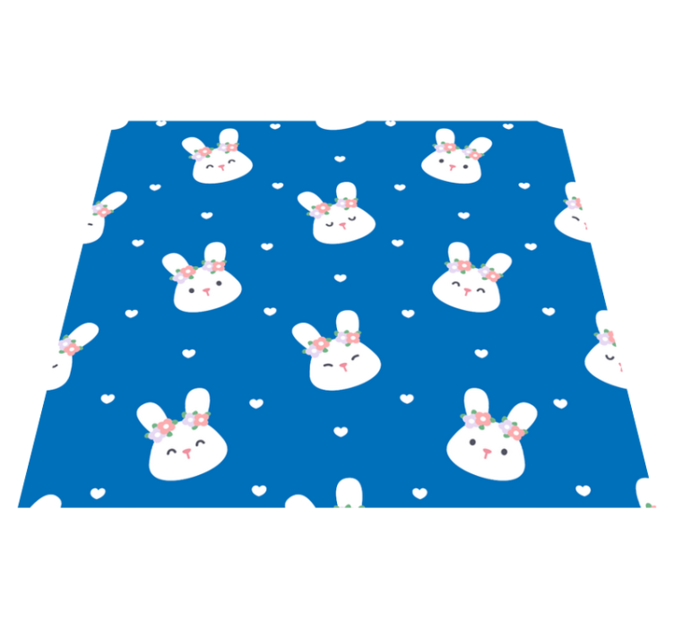 卧室乙烯基地毯可爱兔子蓝色背景 - TenStickers