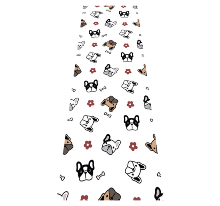 卧室乙烯基地毯花朵与法国斗牛犬 - TenStickers