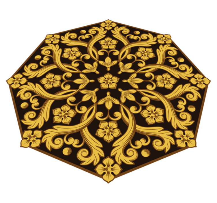 卧室乙烯基地毯 巴洛克式叶子对称 - TenStickers