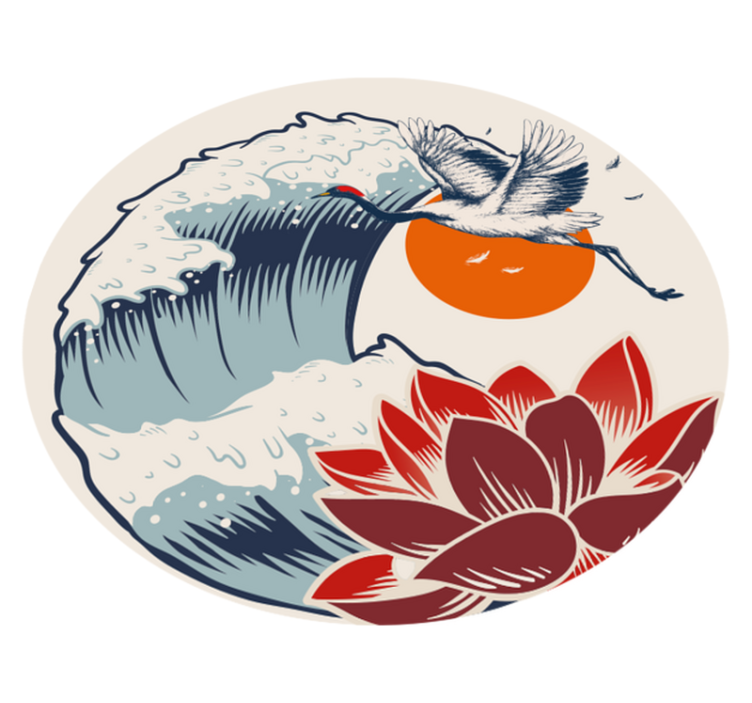 乙烯基地毯动物 起重机 海洋 日落 - TenStickers