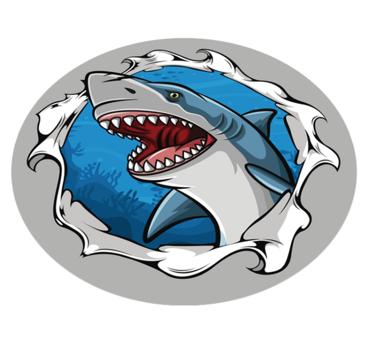 乙烯基地毯 儿童 鲨鱼插图 - TenStickers