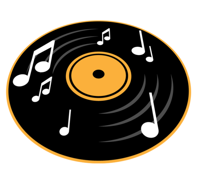 圆形乙烯基地毯 音乐唱片主题 - TenStickers