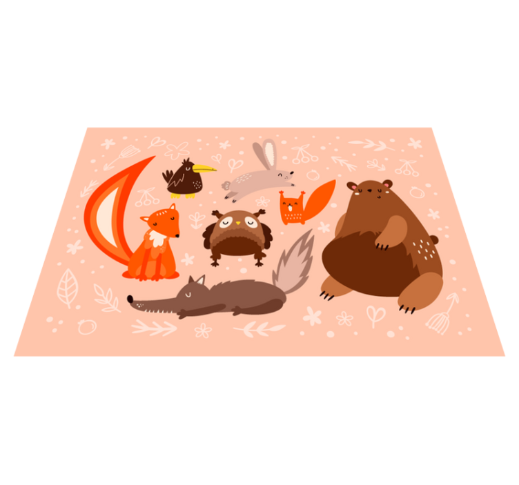 乙烯基地毯托儿所可爱的动物伙伴 - TenStickers